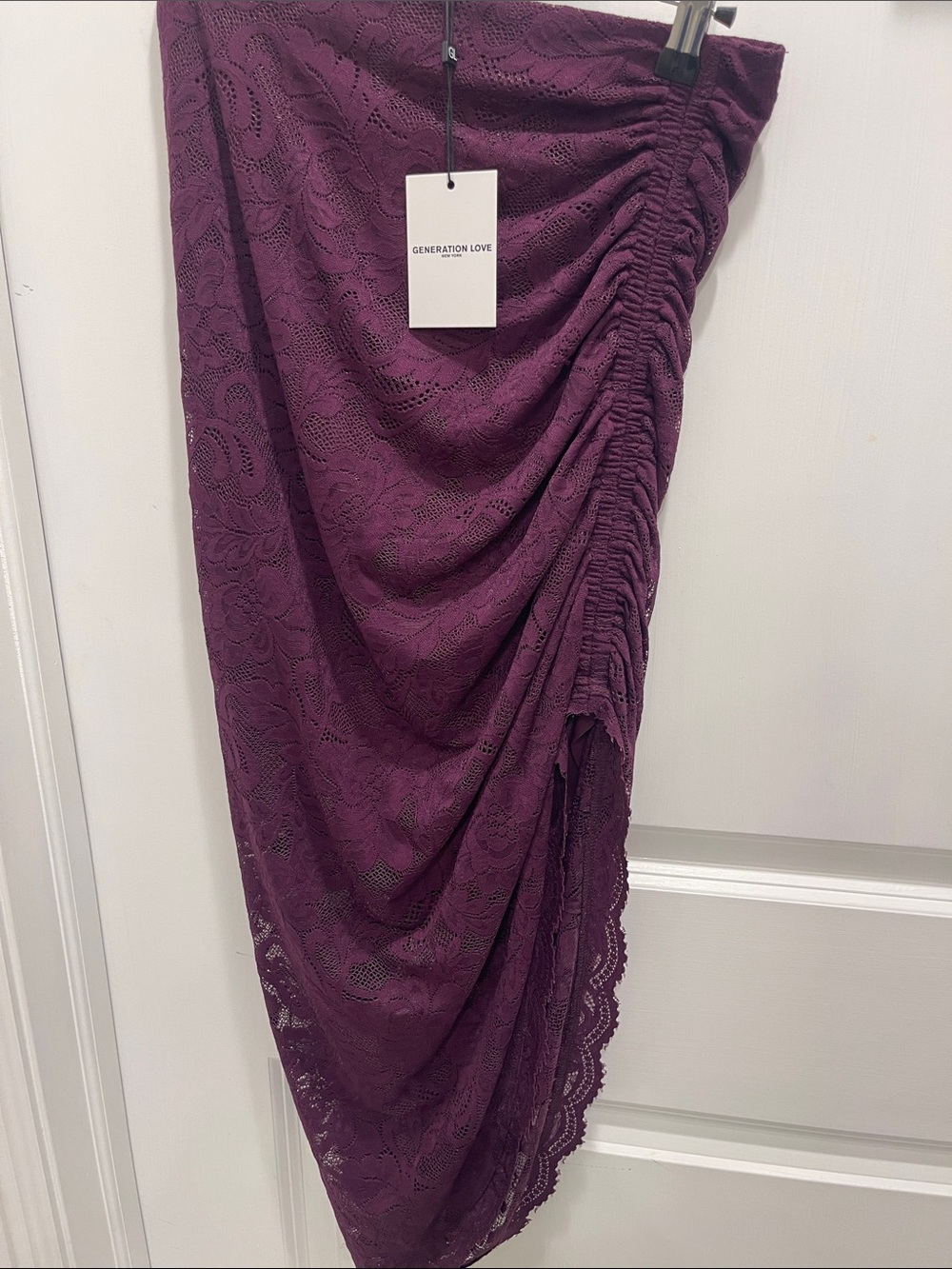 Generation Love Asymmetrical Lace Skirt in Plum